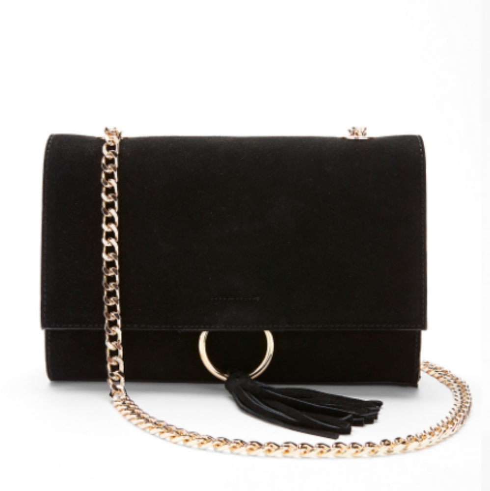 Express Suede O-ring crossbody bag